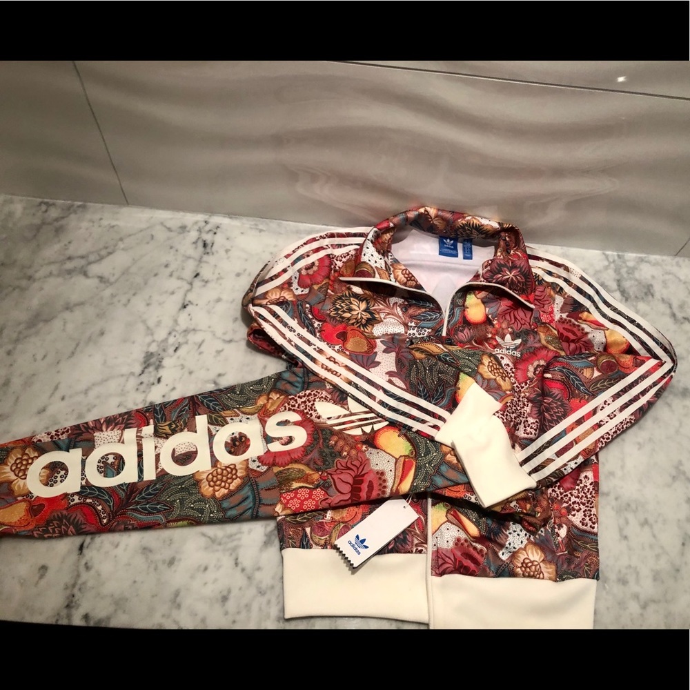 Pink floral Adidas set.